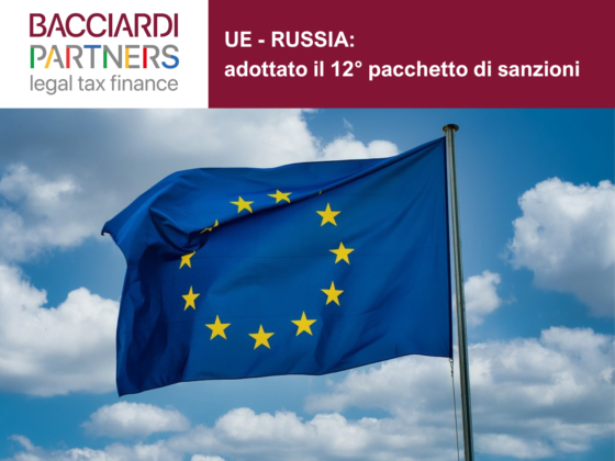 bandiera UE, logo bacciardi partners, 12 pacchetti sanzioni russia