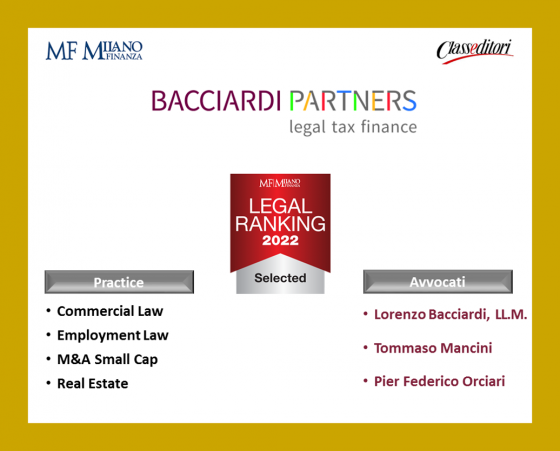 Bacciardi Partners_Selected_Legal Ranking 2022_Milano Finanza
