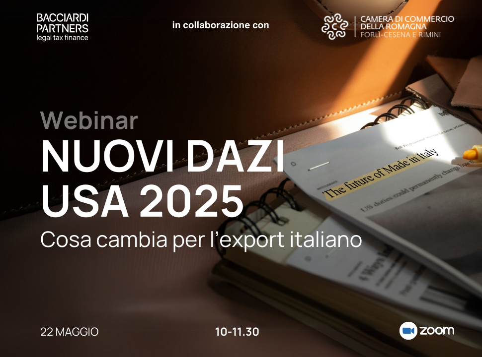 Webinar Bacciardi Partners Nuovi Dazi Usa. immagine di una cartellina su scrivania