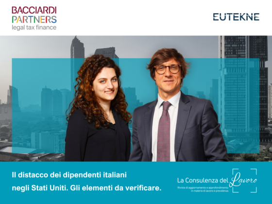 avv Valeria Zega, Avv. Tommaso Fonti, su sfondo con grattacieli. Logo Bacciardi Partners e Eutekne